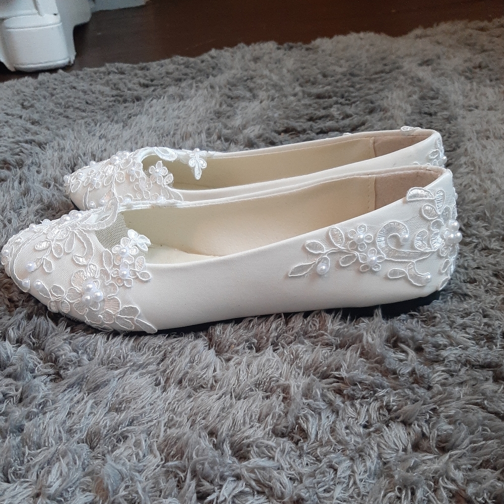 Size 8 and 1/2 ivory bridal flats